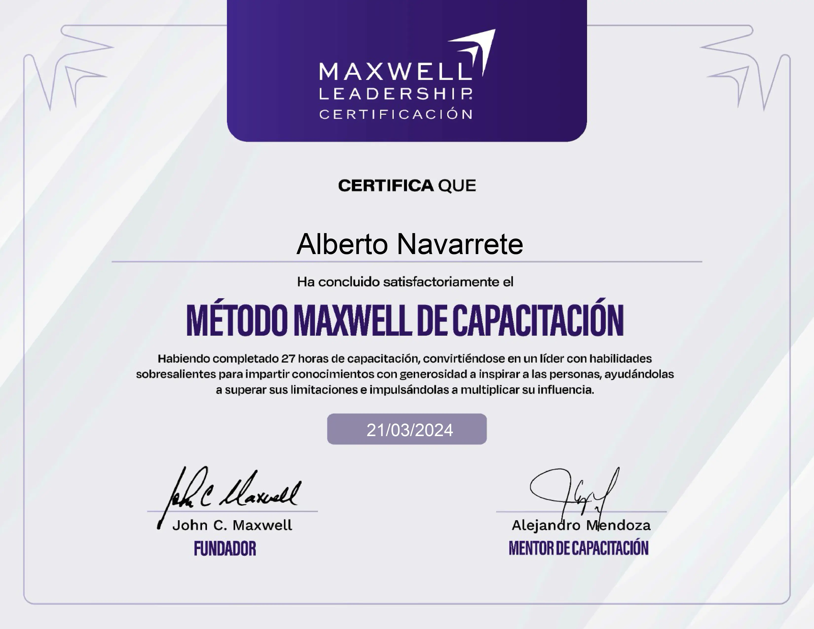 Certificado de formación 2 de 3